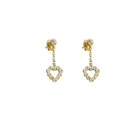 GAVERO Prachtige Hartjesoorbellen – 18K verguld sterling zilver met zirkonia