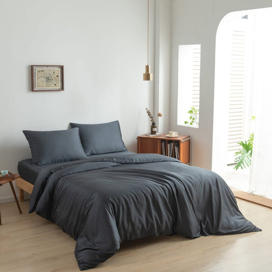 Boomba Bamboo baboe dekbed overtrek Boomba Premium dekbedovertrek 100% bamboe Space blue - Flessenhals instopstrook