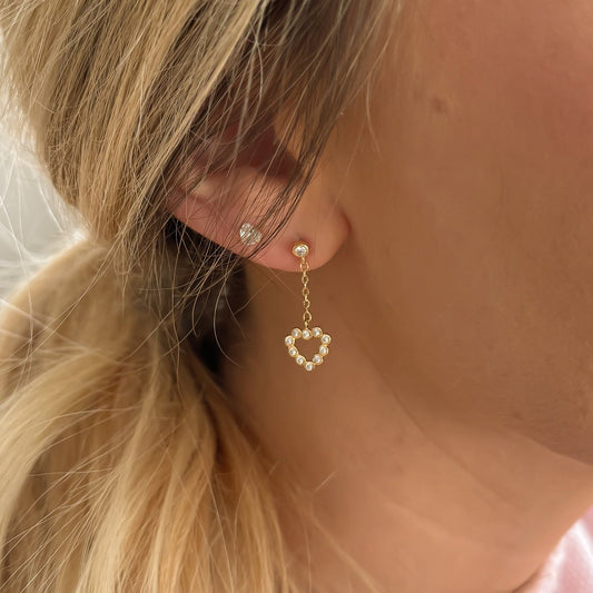 GAVERO Prachtige Hartjesoorbellen – 18K verguld sterling zilver met zirkonia