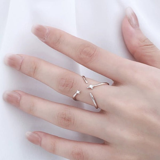 CiCi'De Jewelry Amsterdam – Star Trace Dubbelzijdige Ring – Verzilverd