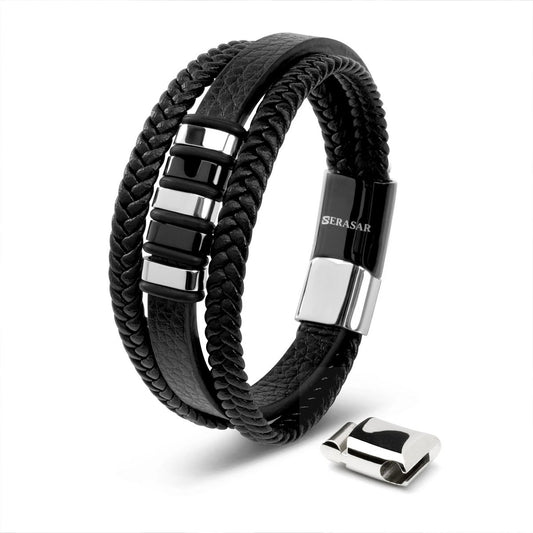 SERASAR Leren Armband – Echt rundleer met roestvrijstalen magneetsluiting