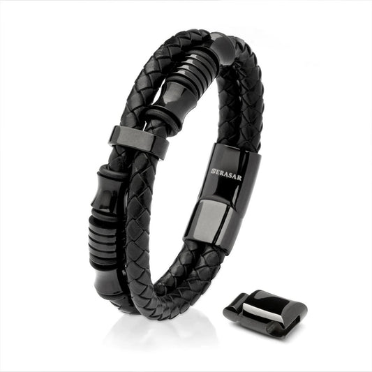 SERASAR Leren Armband – Echt rundleer met roestvrijstalen magneetsluiting
