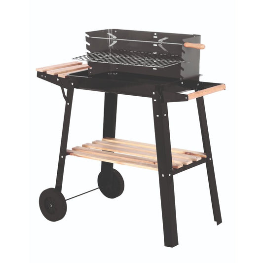 Basic Houtskool Barbecue Met Wielen Hout/Zwart