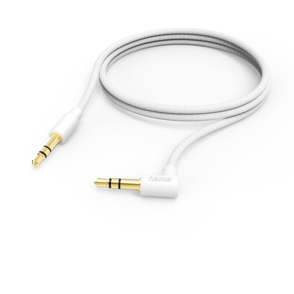 Hama Aux-Kabel 3,5-Mm Jack &Ndash; 3,5-Mm Jack 90&Deg; Haakse Stekker 1,0 M Wit