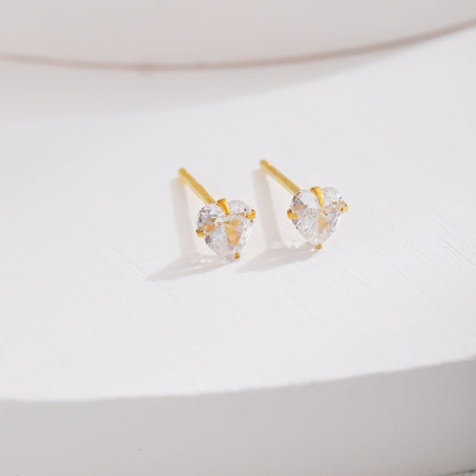 GAVERO Cortesemente Oorknopjes – 18K verguld sterling zilver met hartvormige zirkonia