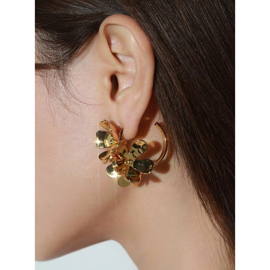 CiCi'De Jewelry Amsterdam – Vergulde Hoepeloorbellen met Bloemen