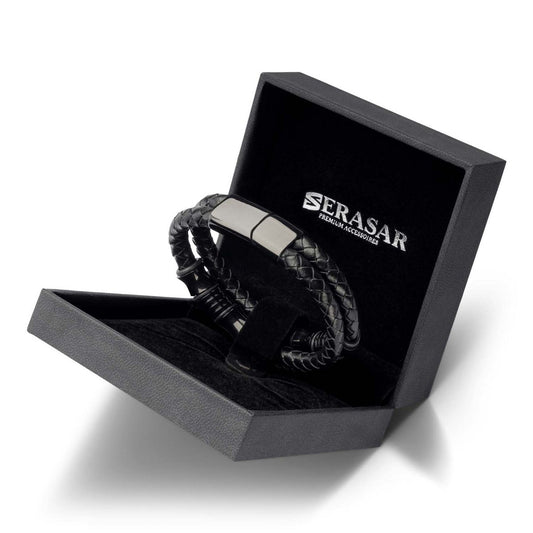 SERASAR Leren Armband – Echt rundleer met roestvrijstalen magneetsluiting