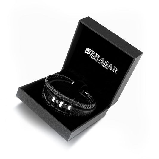 SERASAR Leren Armband – Echt rundleer met roestvrijstalen magneetsluiting