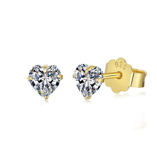 GAVERO Cortesemente Oorknopjes – 18K verguld sterling zilver met hartvormige zirkonia