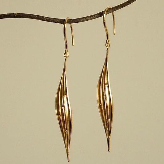 CiCi'De Jewelry Amsterdam – Vergulde Druppeloorbellen "Leaf Grace"