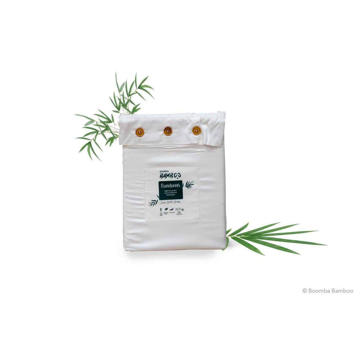 Boomba Bamboo bamboe dekbedovertrek Boomba Premium dekbedovertrek 100% bamboe Coco white - Flessenhals instopstrook