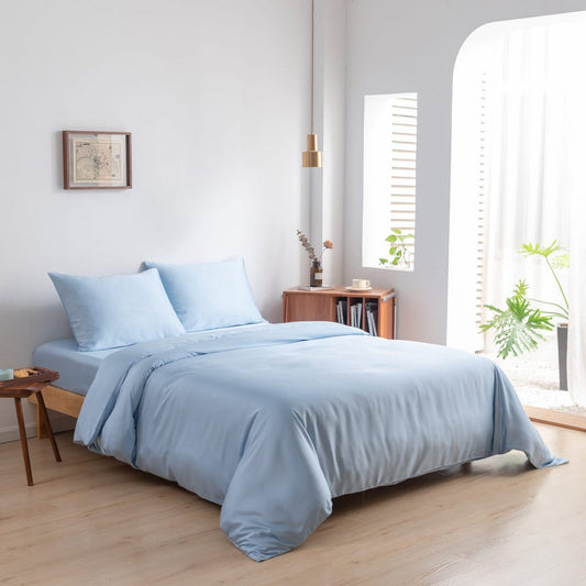 Boomba Bamboo bamboe dekbedovertrek Boomba Premium dekbedovertrek 100% bamboe Sky Blue - Flessenhals instopstrook