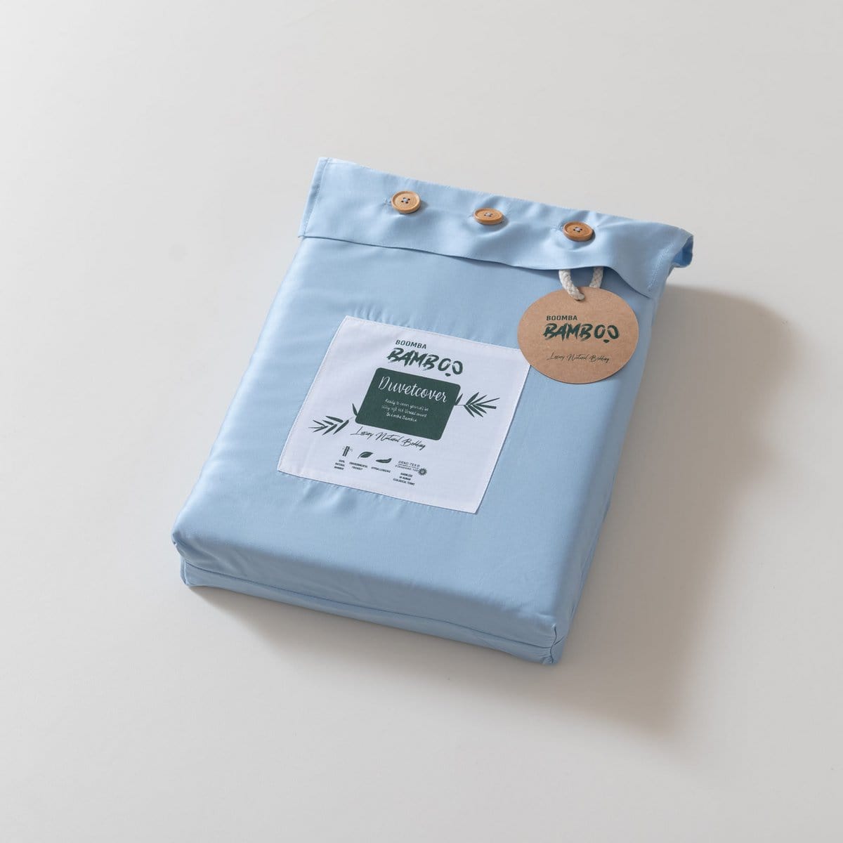 Boomba Bamboo bamboe dekbedovertrek Boomba Premium dekbedovertrek 100% bamboe Sky Blue - Flessenhals instopstrook