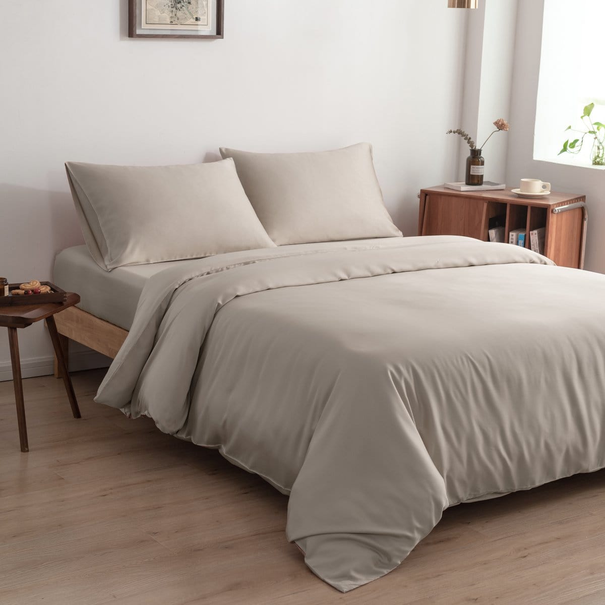 Boomba Bamboo bamboe dekbedovertrek Boomba Premium dekbedovertrek 100% bamboe Soft taupe - Bamboe knoopsluiting