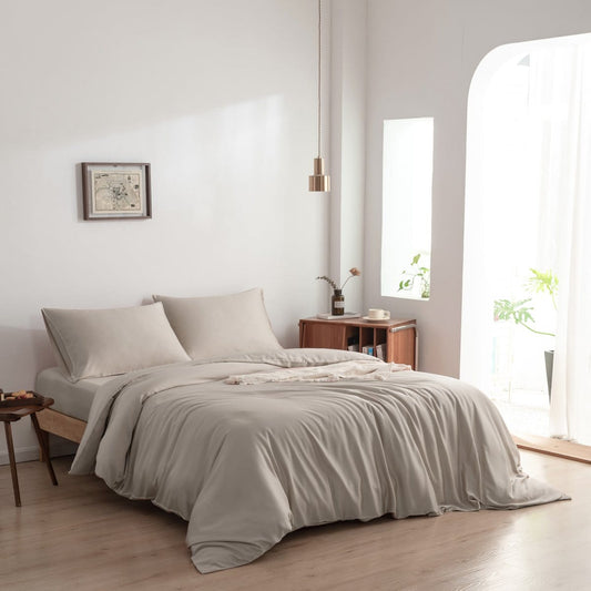 Boomba Bamboo bamboe dekbedovertrek Boomba Premium dekbedovertrek 100% bamboe Soft taupe - Bamboe knoopsluiting
