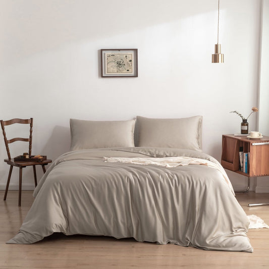 Boomba Bamboo bamboe dekbedovertrek Boomba Premium dekbedovertrek 100% bamboe Soft taupe - Bamboe knoopsluiting