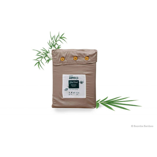 Boomba Bamboo bamboe hoeslaken topdekmatras Boomba Bamboo Premium Hoeslaken voor Topper – Soft Taupe
