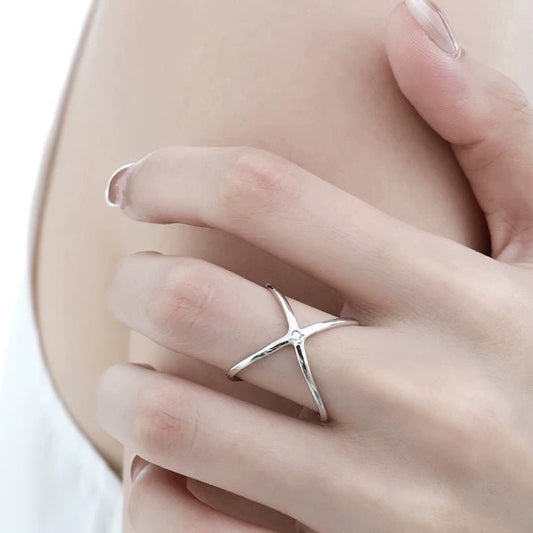 CiCi'De Jewelry Amsterdam – Star Trace Dubbelzijdige Ring – Verzilverd